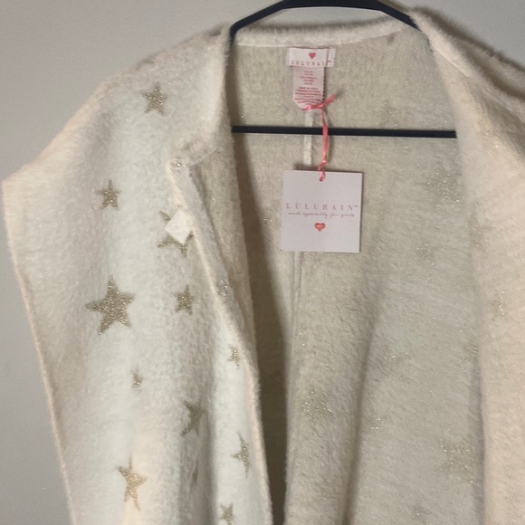 LILURAIN - Girl’s Shawl - Off White / Gold Stars - Size US 10 - Picture 3 of 6